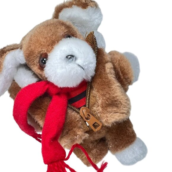 Vtg Avon Puppy Dogs Set of 2 Zippered Jacket Hood Stripe Shirt Scarf Plush - Picture 11 of 15